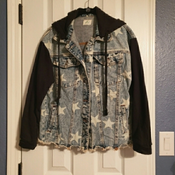 Jean Jacket with Stars and Black Hoodie - Picture 2 of 5